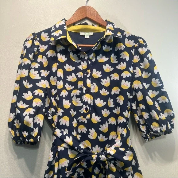 Jade Melody Tam Women Medium Button Up Ruffle Shirt Dress Short Sleeve Waist Tie - Picture 4 of 8